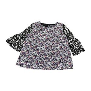 Kidpik Blouse Top Girls XL Multicolor Floral Crew Neck Flared Sleeve Classic Fit